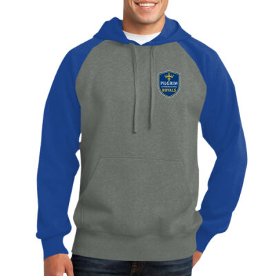 Pilgrim Lutheran School Royals - Raglan Colorblock Pullover Hooded Sweatshirt Thumbnail