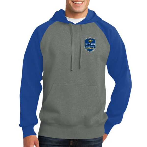 Pilgrim Lutheran School Royals - Raglan Colorblock Pullover Hooded Sweatshirt Thumbnail